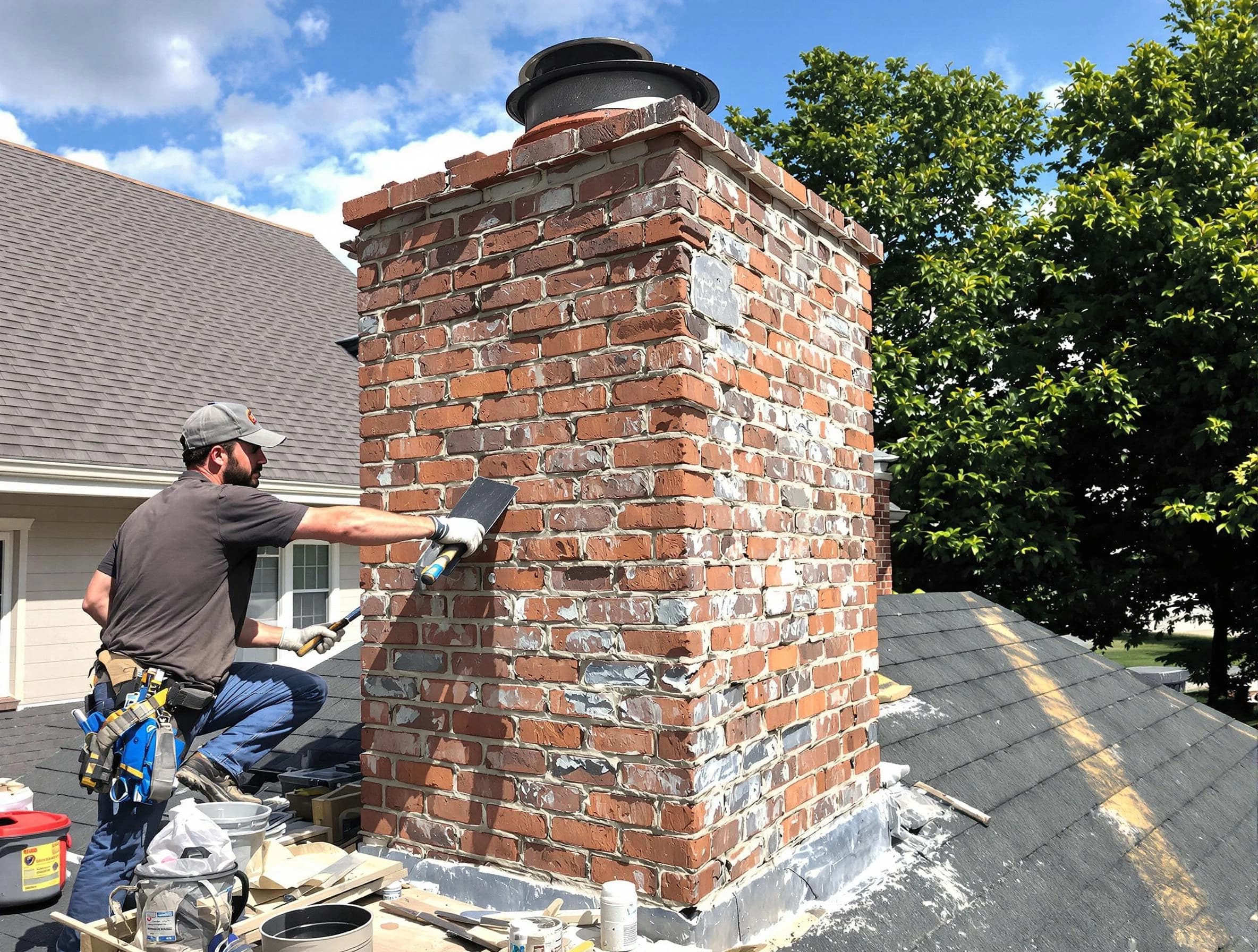 Completed chimney rebuild by Fall River Chimney Sweep in Fall River, MA