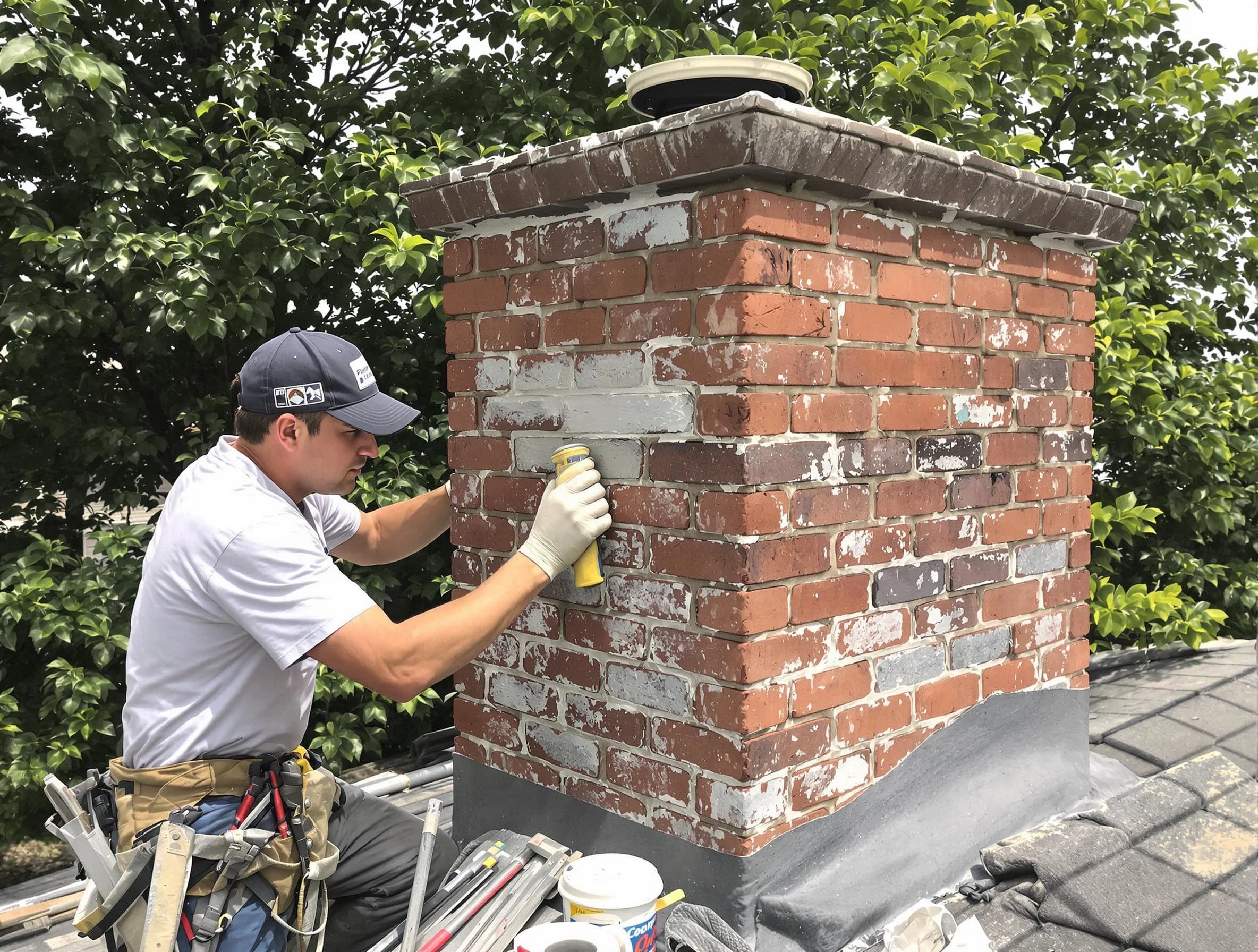 Fall River Chimney Sweep restoring an aging chimney in Fall River, MA