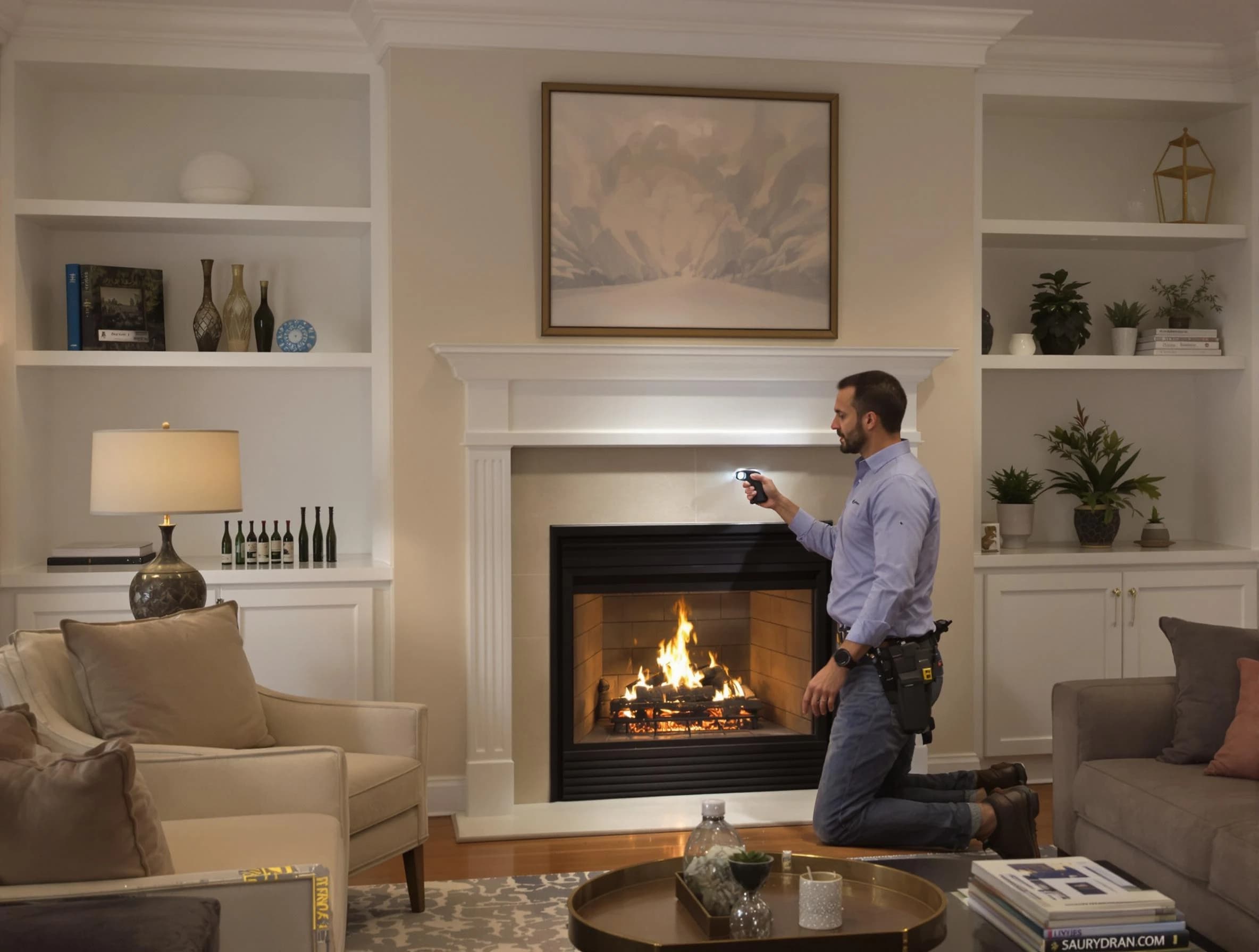 Fall River Chimney Sweep conducting a fireplace safety inspection in Fall River, MA