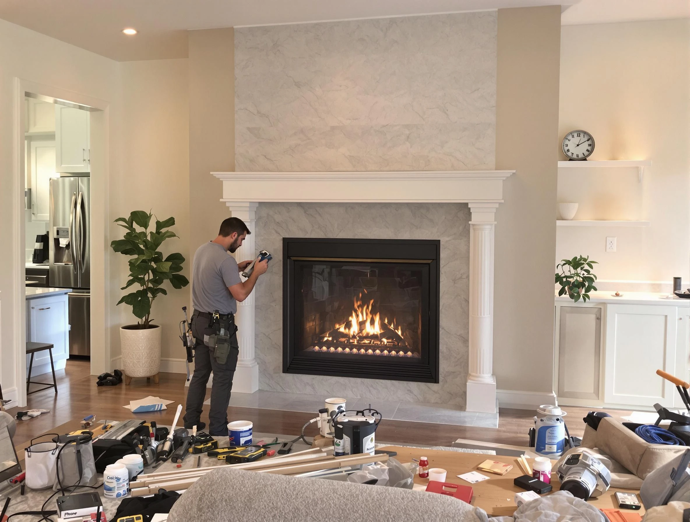 Newly installed fireplace by Fall River Chimney Sweep in Fall River, MA
